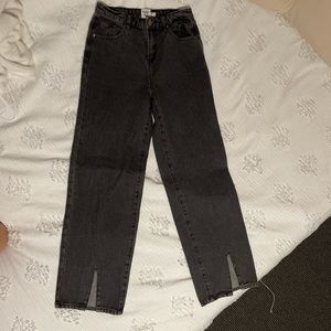Princess Polly Grey Straight Leg Jeans with slits